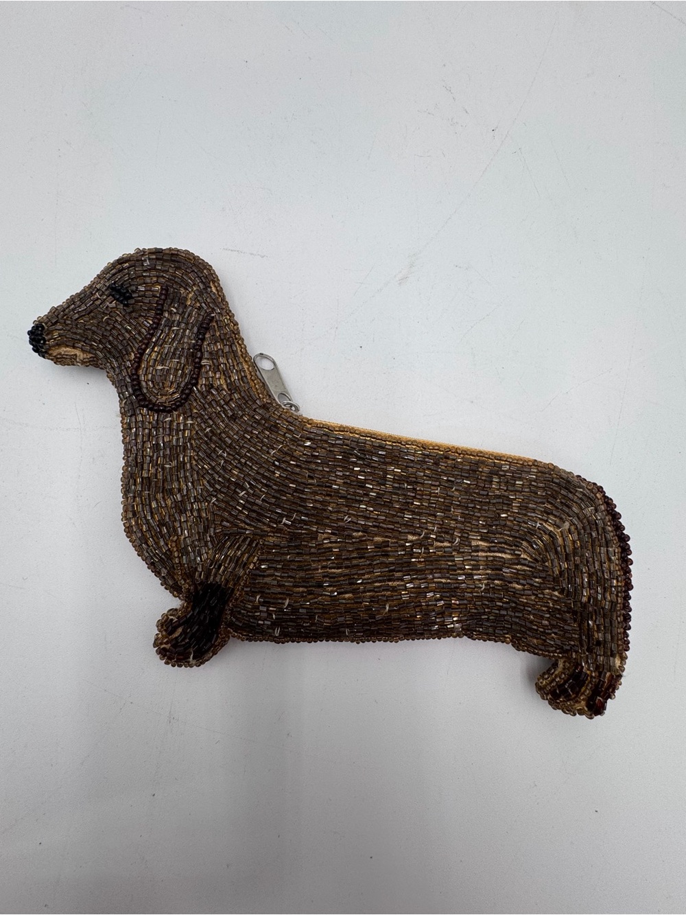 Vintage Dachshund Wiener Dog Beaded Coin Purse Satin Lined